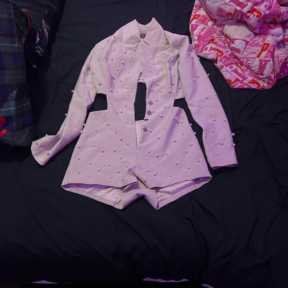 Fashion Nova Pearl Embellished White Jumpsuit - Picture 2 of 2